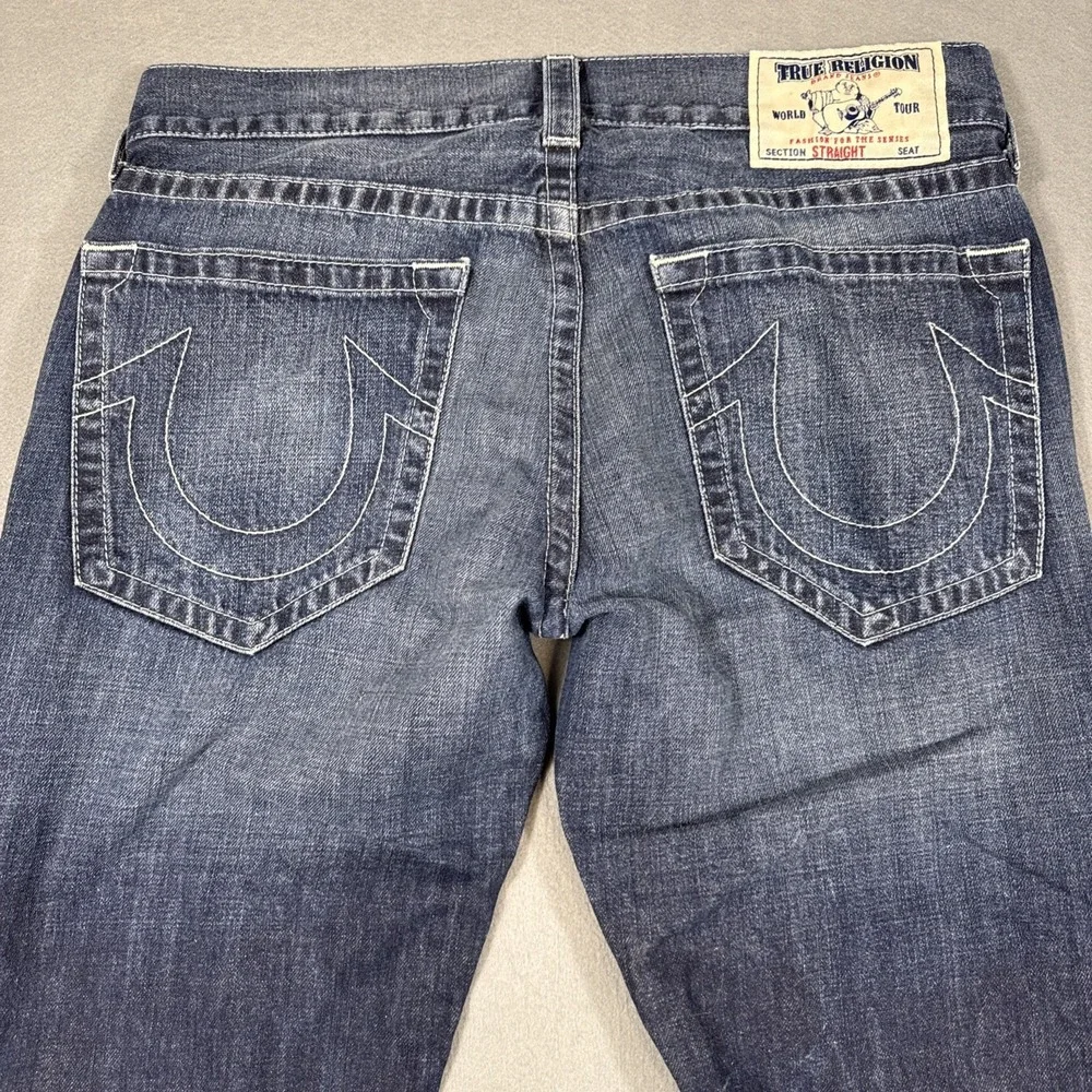 True Religion Super QT Straight NAT SN Jeans Pockets Heavy Stitch WHISKERING